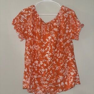 Floral & Ivy Orange Floral Top